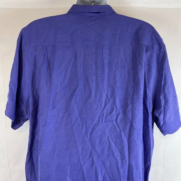 Tommy Bahama Hawaiian Shirt XL Purple Leaf Textured Button Front Short Sleeve - Picture 6 of 8